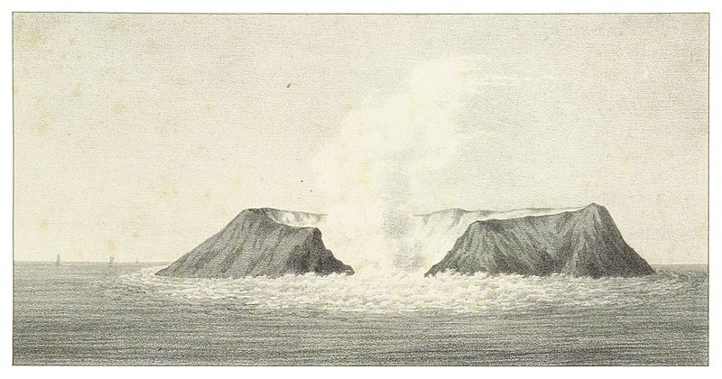 Datei:FERNANDEA, AS SEEN ON THE 6TH AUGUST 1831, DURING THE INTERVAL OF ERUPTIONS.jpg