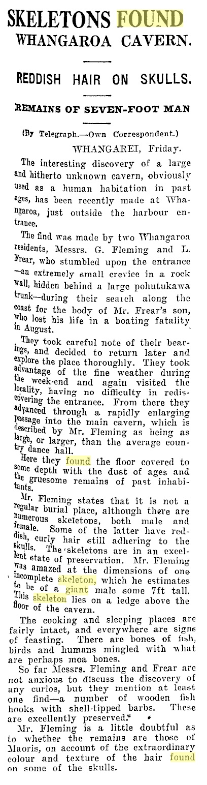 SKELETONS FOUND - Auckland Star, Volume LXV, Issue 243, 13 October 1934, Page 7.jpg